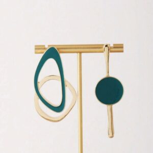 Emerald Abstract Mismatched Earrings